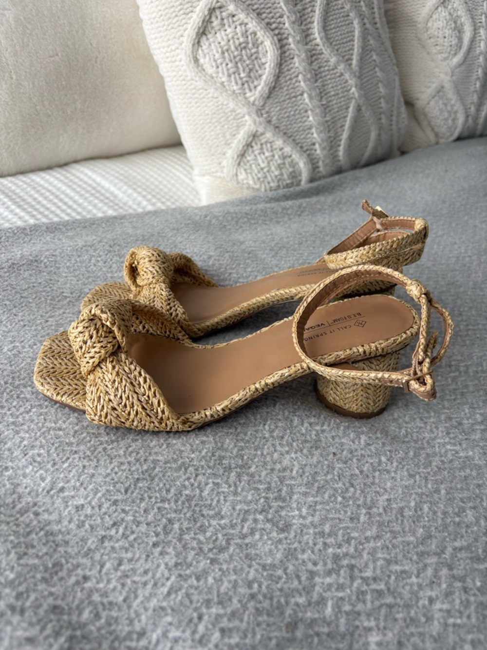 Call It Spring Braided Knot Ankle-Tie Sandals in Natural